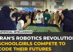 Iranian schoolgirls compete in robot football at Tehran’s RoboCup
