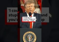 Trump tells rally “I could say the stupidest thing and you’d clap me’. #Trump #BBCNews