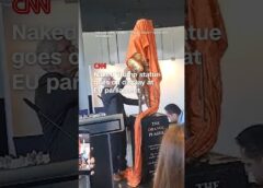 Naked  Trump statue goes on display at EU parliament